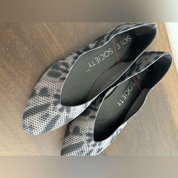 Sole Society Tie Dye Flats size 8.5 women’s flats shoes black slip on fall - Picture 2 of 6